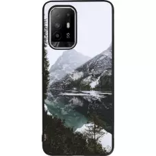 Coque OPPO F19 Pro+ - Silicone rigide noir Winter 22 snowy mountain and lake