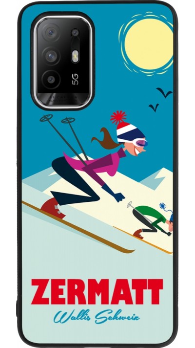 Coque OPPO F19 Pro+ - Silicone rigide noir Zermatt Ski Downhill
