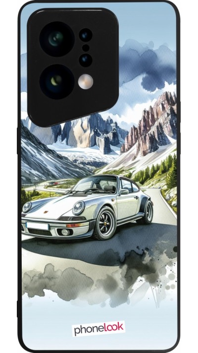 OPPO Find X5 Case Hülle - Silikon schwarz Porsche 911 Berg Aquarell