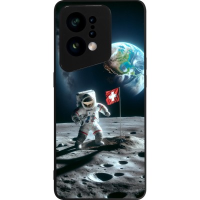 OPPO Find X5 Case Hülle - Silikon schwarz Astro Schweiz auf dem Mond