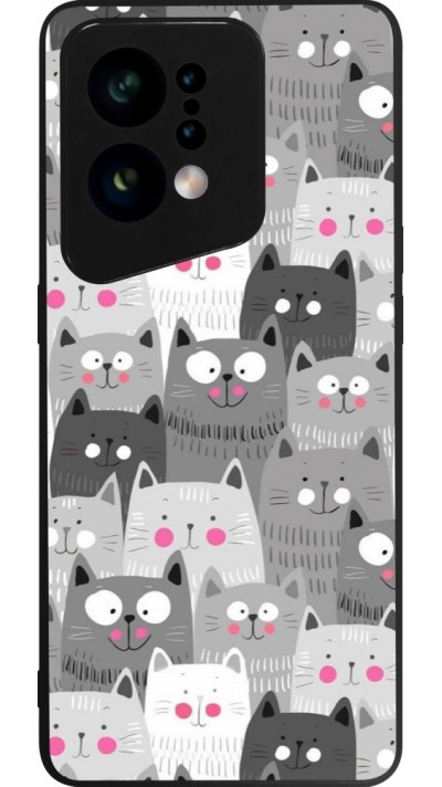 OPPO Find X5 Case Hülle - Silikon schwarz Katzenschwärme