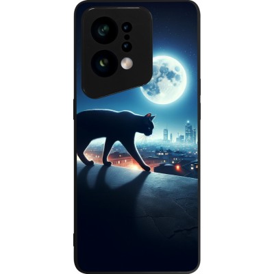 OPPO Find X5 Case Hülle - Silikon schwarz Schwarze Katze unter dem Vollmond