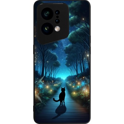 OPPO Find X5 Case Hülle - Silikon schwarz Schwarze Katze Spaziergang