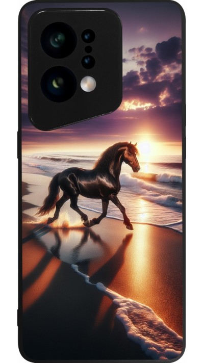 OPPO Find X5 Case Hülle - Silikon schwarz Pferd majestätisch Strand