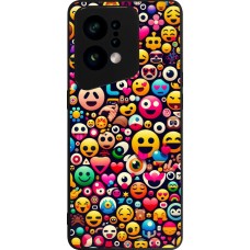 OPPO Find X5 Case Hülle - Silikon schwarz Emoji Mix Farbe