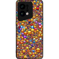 OPPO Find X5 Case Hülle - Silikon schwarz Emoji gemischt