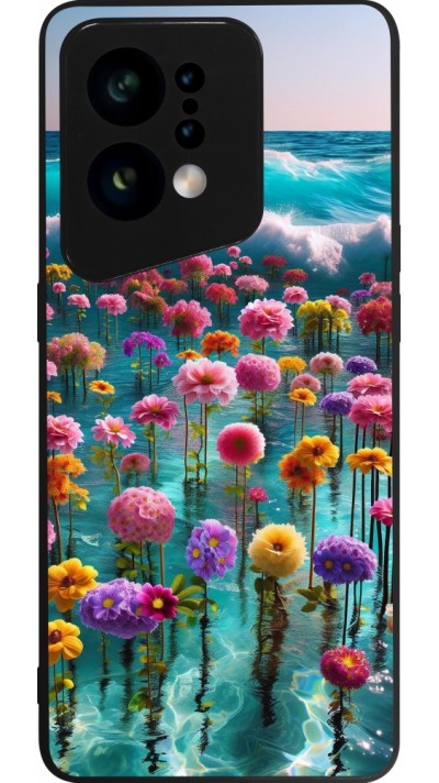 OPPO Find X5 Case Hülle - Silikon schwarz Blumenmeer Wellen