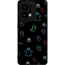 OPPO Find X5 Case Hülle - Silikon schwarz Halloween 2024 colorful ghosts