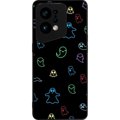 OPPO Find X5 Case Hülle - Silikon schwarz Halloween 2024 colorful ghosts