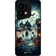 OPPO Find X5 Case Hülle - Silikon schwarz Halloween Spukstadt
