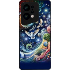 OPPO Find X5 Case Hülle - Silikon schwarz Fliegender Blumen-Eule