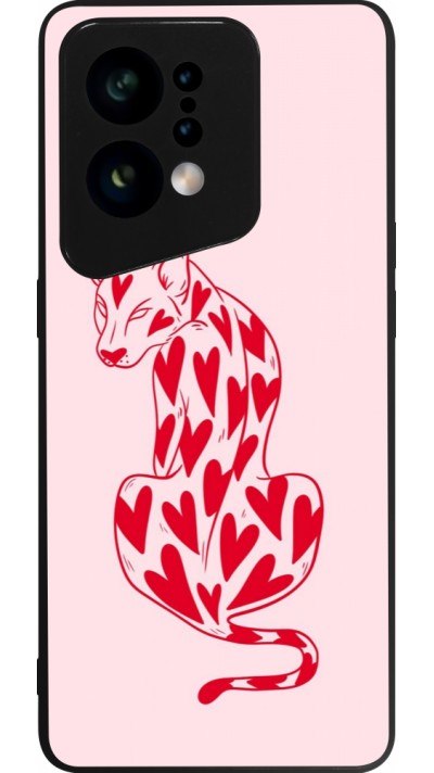 OPPO Find X5 Case Hülle - Silikon schwarz Leopard with hearts 2026