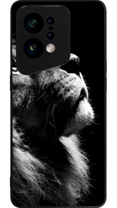 OPPO Find X5 Case Hülle - Silikon schwarz Lion looking up