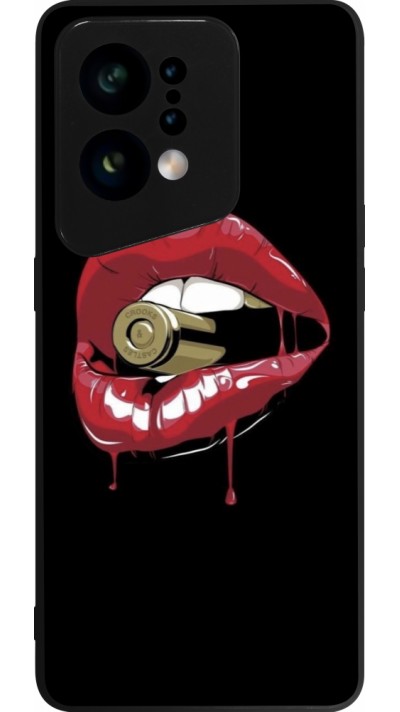 OPPO Find X5 Case Hülle - Silikon schwarz Lips bullet