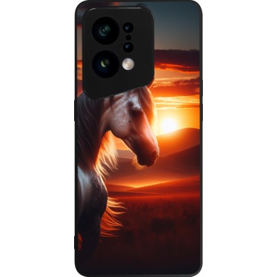 OPPO Find X5 Case Hülle - Silikon schwarz Majestätischer Sonnenuntergang Pferd