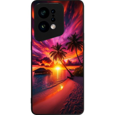 OPPO Find X5 Case Hülle - Silikon schwarz Malediven Abenddämmerung Glückseligkeit