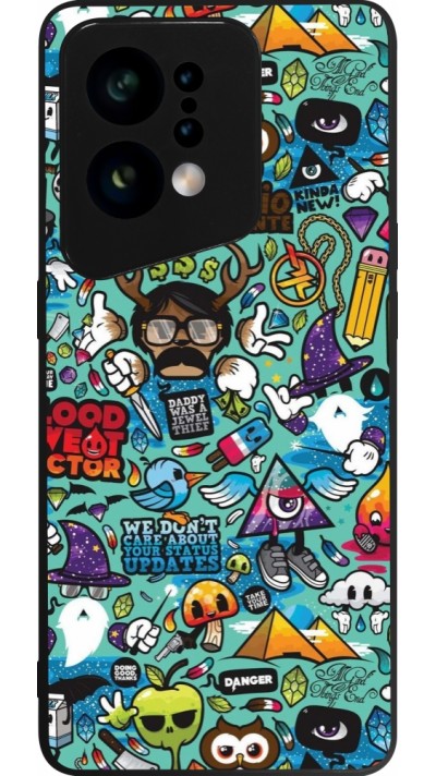 OPPO Find X5 Case Hülle - Silikon schwarz Mixed Cartoons Turquoise