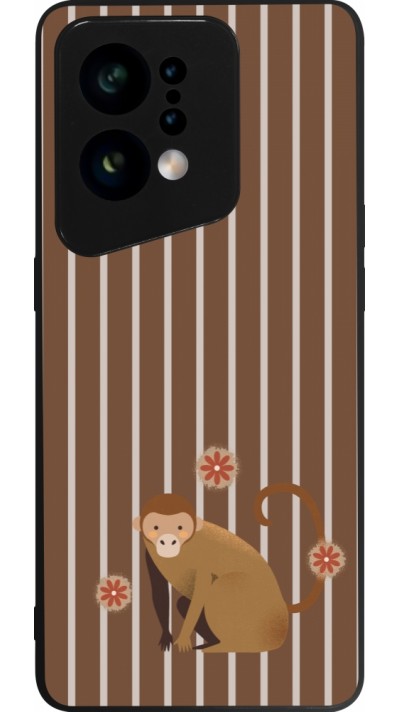 OPPO Find X5 Case Hülle - Silikon schwarz Monkey with stripes