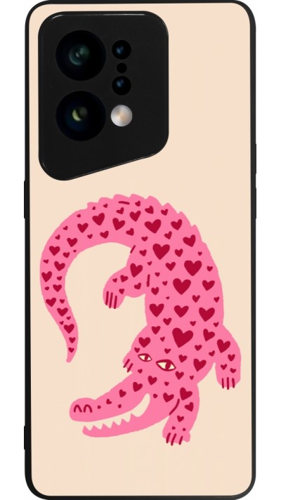 Coque OPPO Find X5 - Silicone rigide noir Pink crocodile 2026
