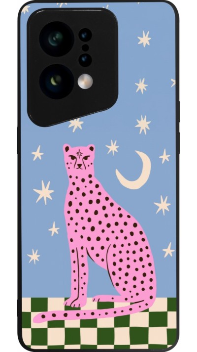 Coque OPPO Find X5 - Silicone rigide noir Pink leopard with stars 2026