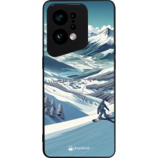 OPPO Find X5 Case Hülle - Silikon schwarz Snowboarder Berg