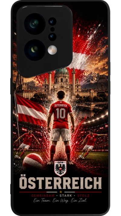 Coque OPPO Find X5 - Silicone rigide noir Football Autriche splash 2026