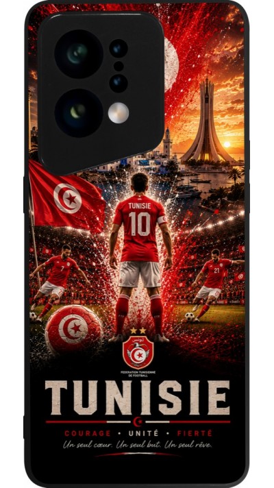 Coque OPPO Find X5 - Silicone rigide noir Football Tunisie splash 2026
