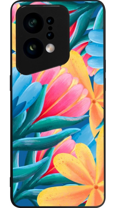 OPPO Find X5 Case Hülle - Silikon schwarz Spring 23 colorful flowers