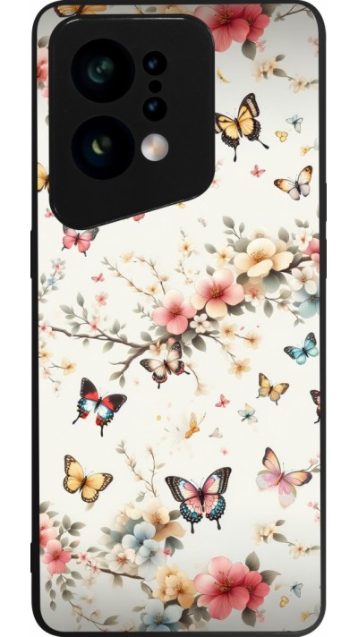 Coque OPPO Find X5 - Silicone rigide noir Spring 25 Papillons Légers