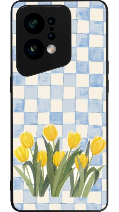 Coque OPPO Find X5 - Silicone rigide noir Blue vichy tulips Spring 2026