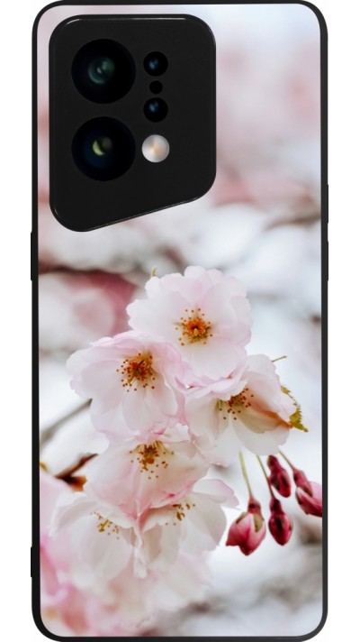 Coque OPPO Find X5 - Silicone rigide noir Cherry tree Spring 2026