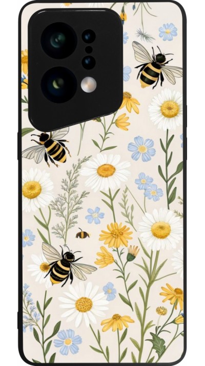 Coque OPPO Find X5 - Silicone rigide noir Pattern bees Spring 2026