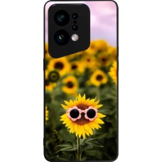 Coque OPPO Find X5 - Silicone rigide noir Sunflower with glasses Spring 2026