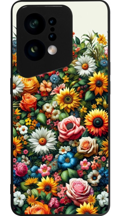 OPPO Find X5 Case Hülle - Silikon schwarz Sommer Blumenmuster