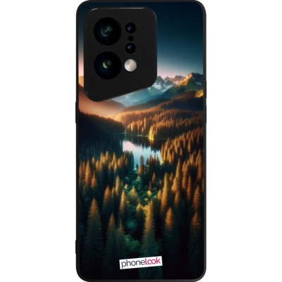 OPPO Find X5 Case Hülle - Silikon schwarz Sonnenuntergang Waldsee