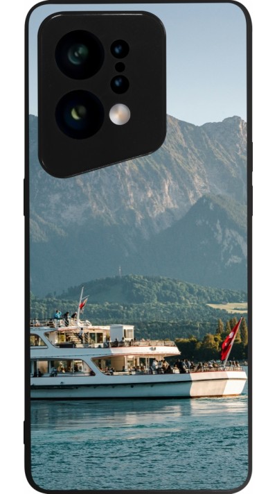 Coque OPPO Find X5 - Silicone rigide noir Fête Nationale Suisse Bateau Leman