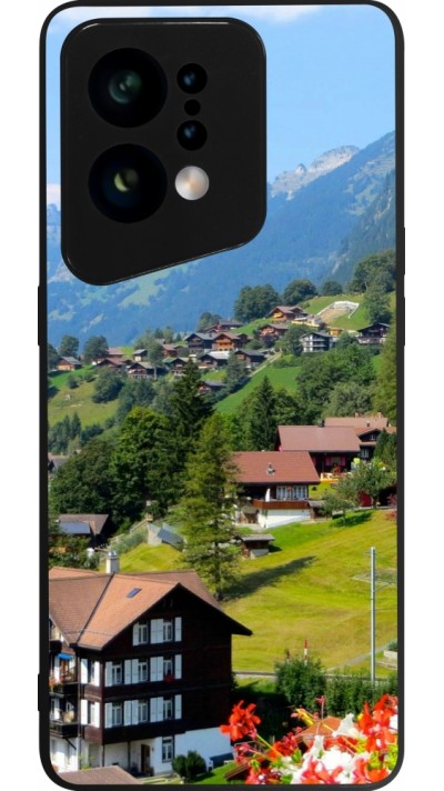 Coque OPPO Find X5 - Silicone rigide noir Fête Nationale Suisse Paysage