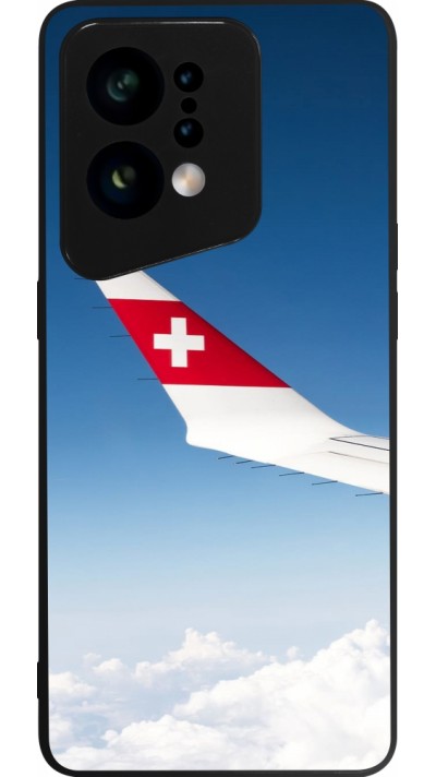Coque OPPO Find X5 - Silicone rigide noir Fête Nationale Suisse Sky Swiss Flag