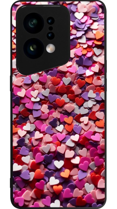 OPPO Find X5 Case Hülle - Silikon schwarz Valentin 2025 Konfetti