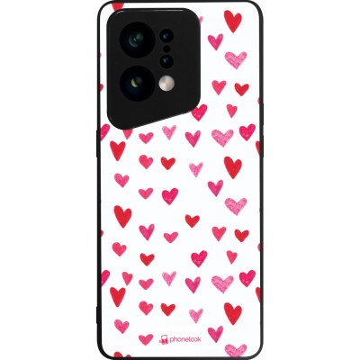 OPPO Find X5 Case Hülle - Silikon schwarz Valentine 2022 Many pink hearts
