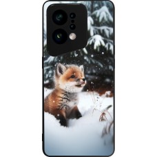 OPPO Find X5 Case Hülle - Silikon schwarz Weihnachten 2023 Fuechslein Tanne