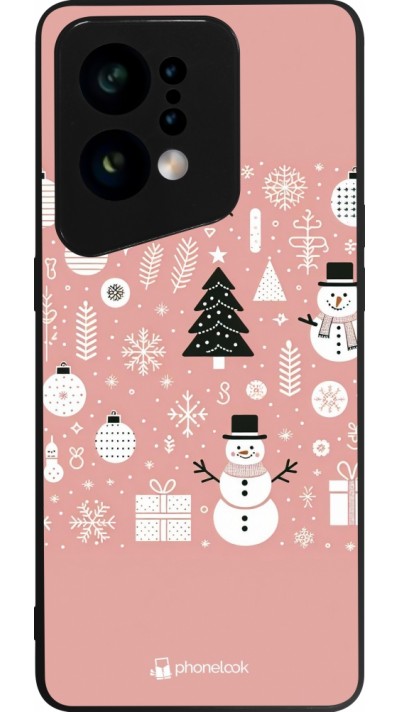 OPPO Find X5 Case Hülle - Silikon schwarz Weihnachten 2024 Rose Schneemann Weihnachten
