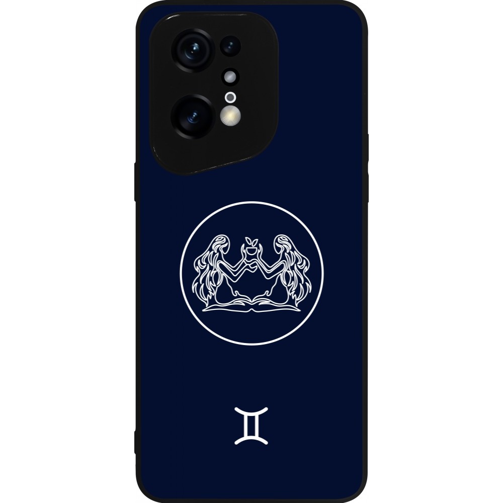 Coque OPPO Find X5 Pro - Silicone rigide noir Astrologie Gémeaux