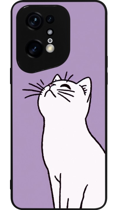 OPPO Find X5 Pro Case Hülle - Silikon schwarz Chat auf lila Hintergrund