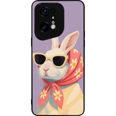 OPPO Find X5 Pro Case Hülle - Silikon schwarz Easter 2026 Rabbit with scarf