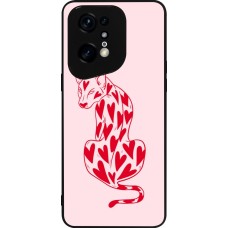 OPPO Find X5 Pro Case Hülle - Silikon schwarz Leopard with hearts 2026