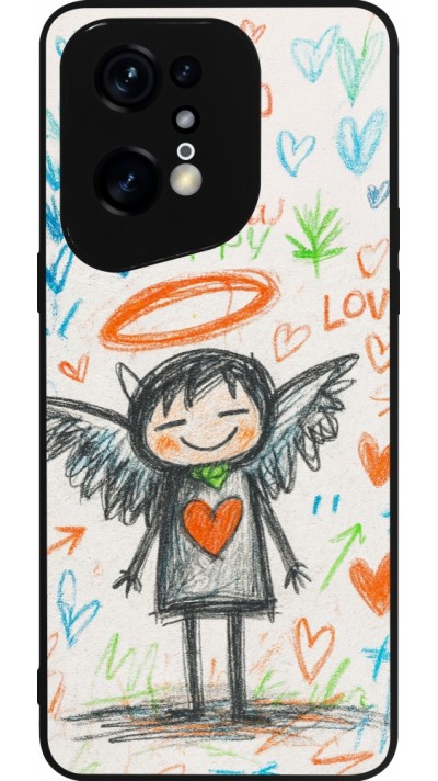 Coque OPPO Find X5 Pro - Silicone rigide noir Little Angel Sketch Love
