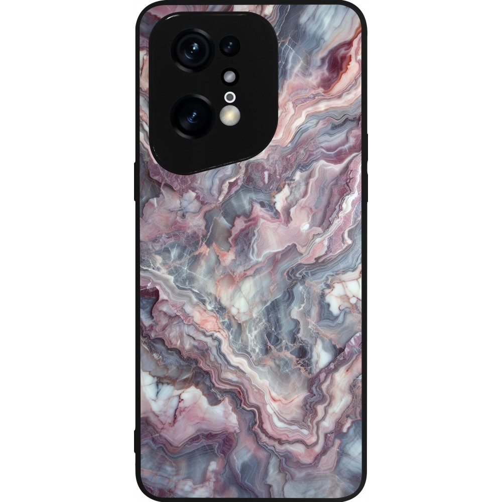 Coque OPPO Find X5 Pro - Silicone rigide noir Marbre violette argentée