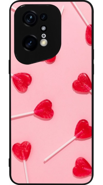 Coque OPPO Find X5 Pro - Silicone rigide noir Saint Valentines Day 26 Lollipop