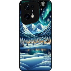 Coque OPPO Find X5 Pro - Silicone rigide noir Snowy Mountain Village Lake night